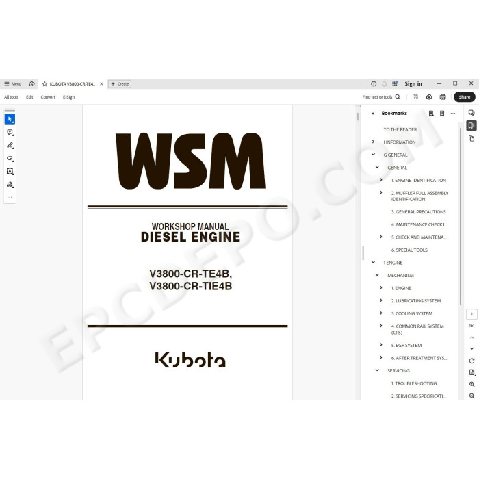 Kubota WSM ワークショップマニュアル ディーゼルエンジン